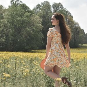 Sienna Sky Floral Mini Dress - Yellow and White